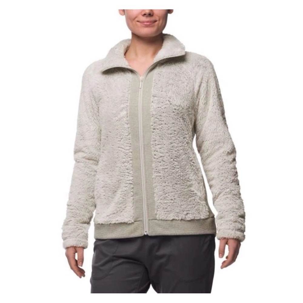 The North Face Women’s Furry Fleece Full-Zip Jacket, Gray & Beige – Size Sm